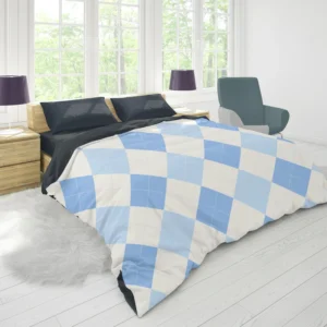 Pale Sky Blue Light Cornflower Blue Argyle Duvet Cover 1