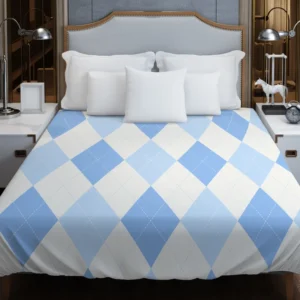 Pale Sky Blue Light Cornflower Blue Argyle Duvet Cover