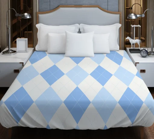 Pale Sky Blue Light Cornflower Blue Argyle Duvet Cover