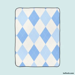 Pale Sky Blue Light Cornflower Blue Argyle Fleece Blanket 1