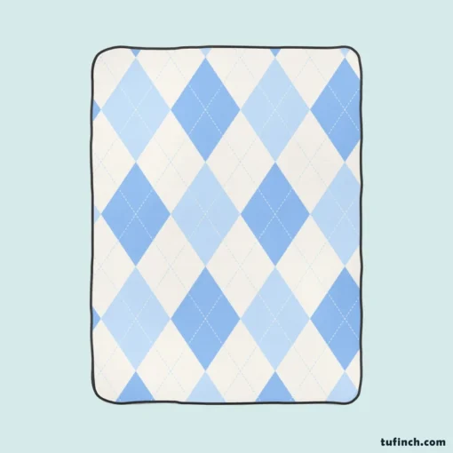 Pale Sky Blue Light Cornflower Blue Argyle Fleece Blanket 1