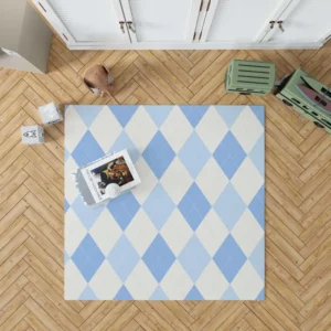 Pale Sky Blue Light Cornflower Blue Argyle Rug