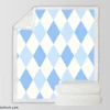 Pale Sky Blue Light Cornflower Blue Argyle Sherpa Fleece Blanket