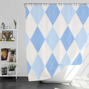 Pale Sky Blue Light Cornflower Blue Argyle Shower Curtain