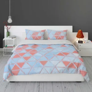 Pastel Blue Peach Crystal Triangle Bedding Set 1