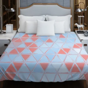 Pastel Blue Peach Crystal Triangle Duvet Cover