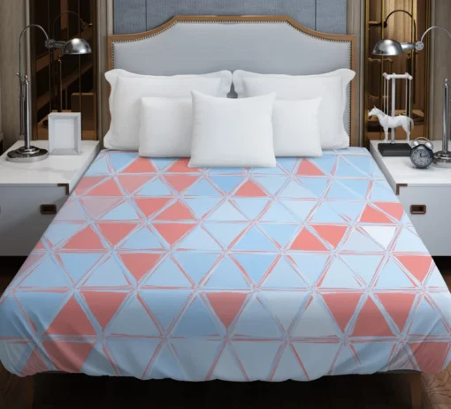 Pastel Blue Peach Crystal Triangle Duvet Cover