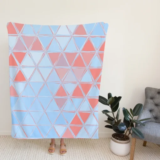 Pastel Blue Peach Crystal Triangle Fleece Blanket