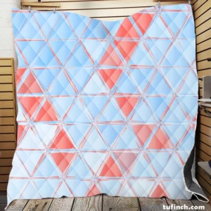 Pastel Blue Peach Crystal Triangle Quilt Blanket