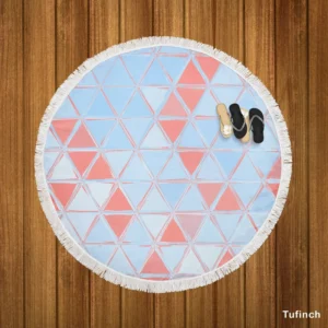 Pastel Blue Peach Crystal Triangle Round Beach Towel