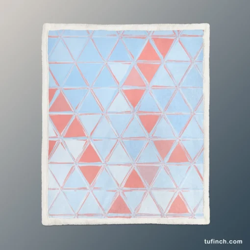 Pastel Blue Peach Crystal Triangle Sherpa Fleece Blanket 1