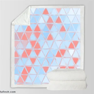 Pastel Blue Peach Crystal Triangle Sherpa Fleece Blanket