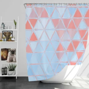 Pastel Blue Peach Crystal Triangle Shower Curtain