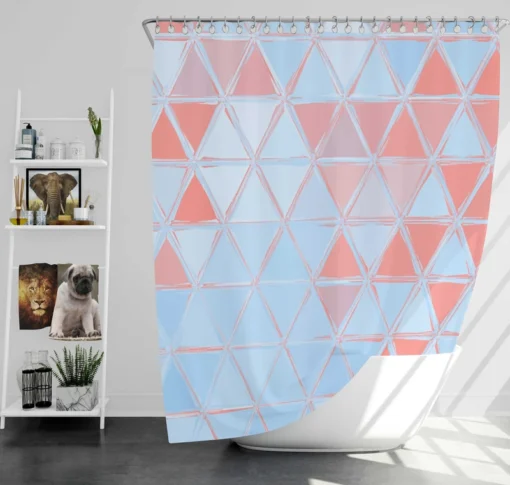 Pastel Blue Peach Crystal Triangle Shower Curtain