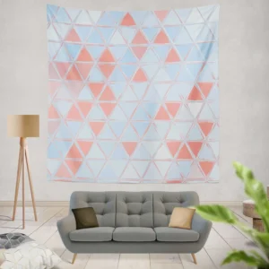 Pastel Blue Peach Crystal Triangle Wall Tapestry