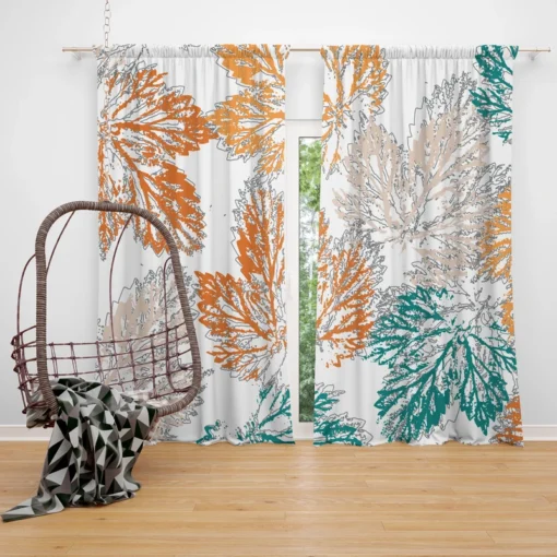 Pastel Color Maple Leaves Curtain