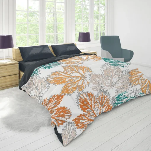 Pastel Color Maple Leaves Duvet Cover 1