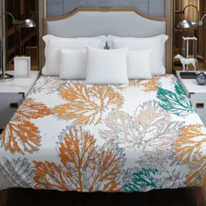 Pastel Color Maple Leaves Duvet Cover