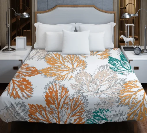 Pastel Color Maple Leaves Duvet Cover