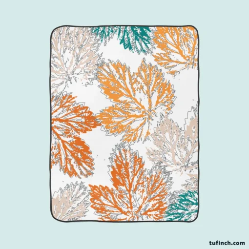 Pastel Color Maple Leaves Fleece Blanket 1