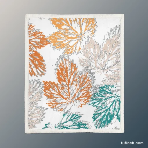 Pastel Color Maple Leaves Sherpa Fleece Blanket 1