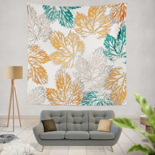 Pastel Color Maple Leaves Wall Tapestry