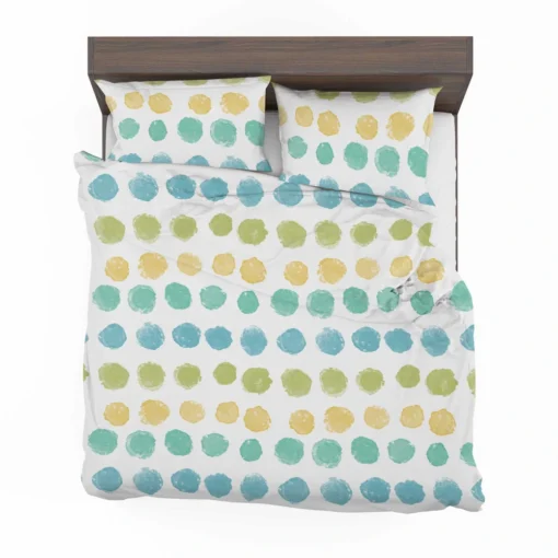 Pastel Color Yellow Blue Green Polka Pattern Bedding Set 2