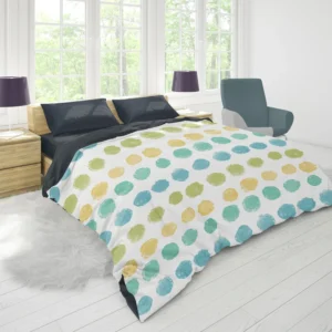 Pastel Color Yellow Blue Green Polka Pattern Duvet Cover 1