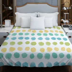 Pastel Color Yellow Blue Green Polka Pattern Duvet Cover