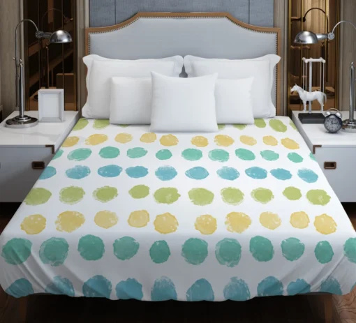 Pastel Color Yellow Blue Green Polka Pattern Duvet Cover