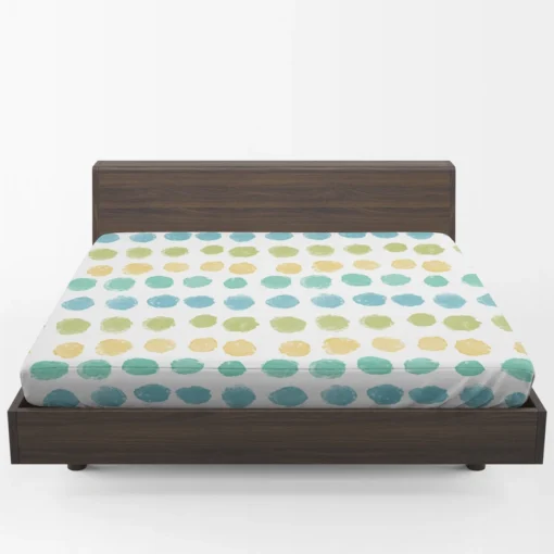 Pastel Color Yellow Blue Green Polka Pattern Fitted Sheet 1