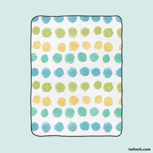 Pastel Color Yellow Blue Green Polka Pattern Fleece Blanket 1