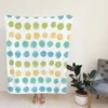 Pastel Color Yellow Blue Green Polka Pattern Fleece Blanket