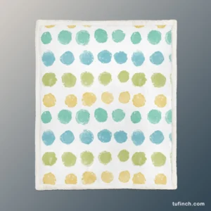 Pastel Color Yellow Blue Green Polka Pattern Sherpa Fleece Blanket 1