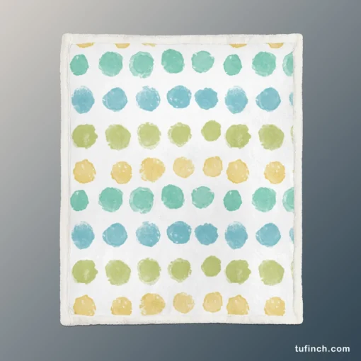 Pastel Color Yellow Blue Green Polka Pattern Sherpa Fleece Blanket 1