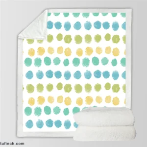 Pastel Color Yellow Blue Green Polka Pattern Sherpa Fleece Blanket