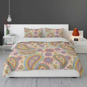 Pastel Colored Floral Paisley Design Bedding Set 1