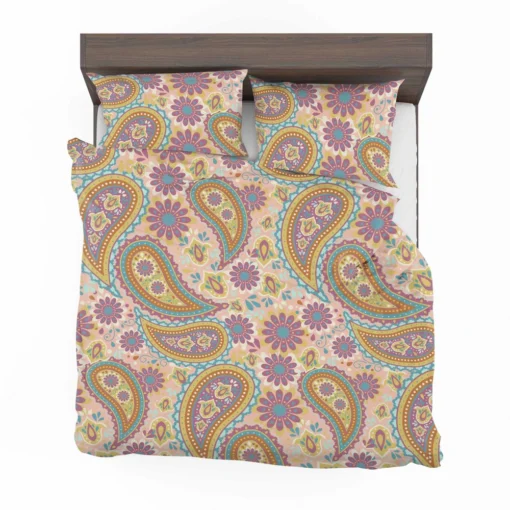 Pastel Colored Floral Paisley Design Bedding Set 2