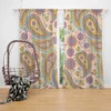 Pastel Colored Floral Paisley Design Curtain