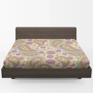 Pastel Colored Floral Paisley Design Fitted Sheet 1