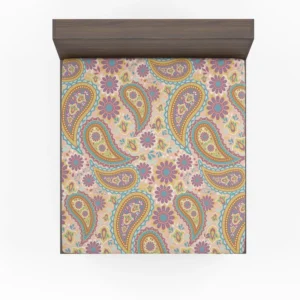 Pastel Colored Floral Paisley Design Fitted Sheet