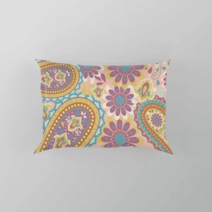 Pastel Colored Floral Paisley Design Pillow Case