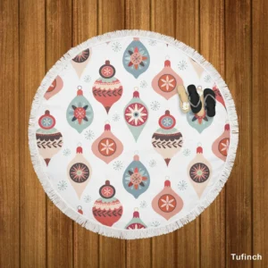 Pastel Decorative Ball Pattern Round Beach Towel