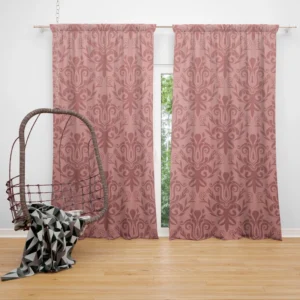 Pastel Peach Damask Vector Curtain