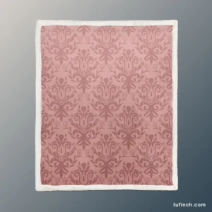 Pastel Peach Damask Vector Sherpa Fleece Blanket 1