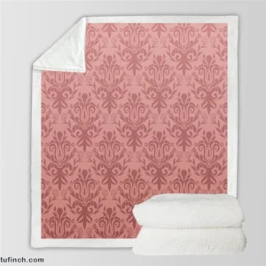 Pastel Peach Damask Vector Sherpa Fleece Blanket