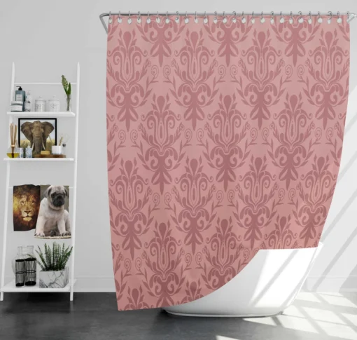 Pastel Peach Damask Vector Shower Curtain