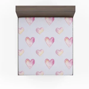 Pastel Pink Watercolor Hearts Fitted Sheet