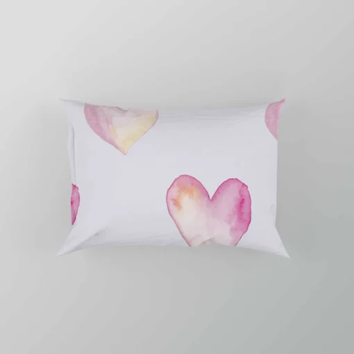 Pastel Pink Watercolor Hearts Pillow Case