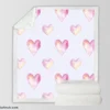 Pastel Pink Watercolor Hearts Sherpa Fleece Blanket